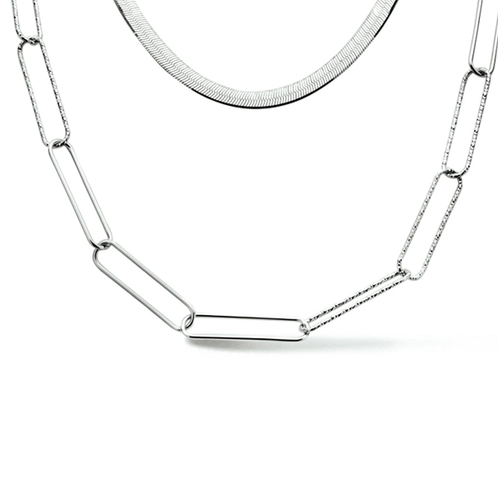 Multi-collier 5,5 mm 45 cm zilver gerhodineerd