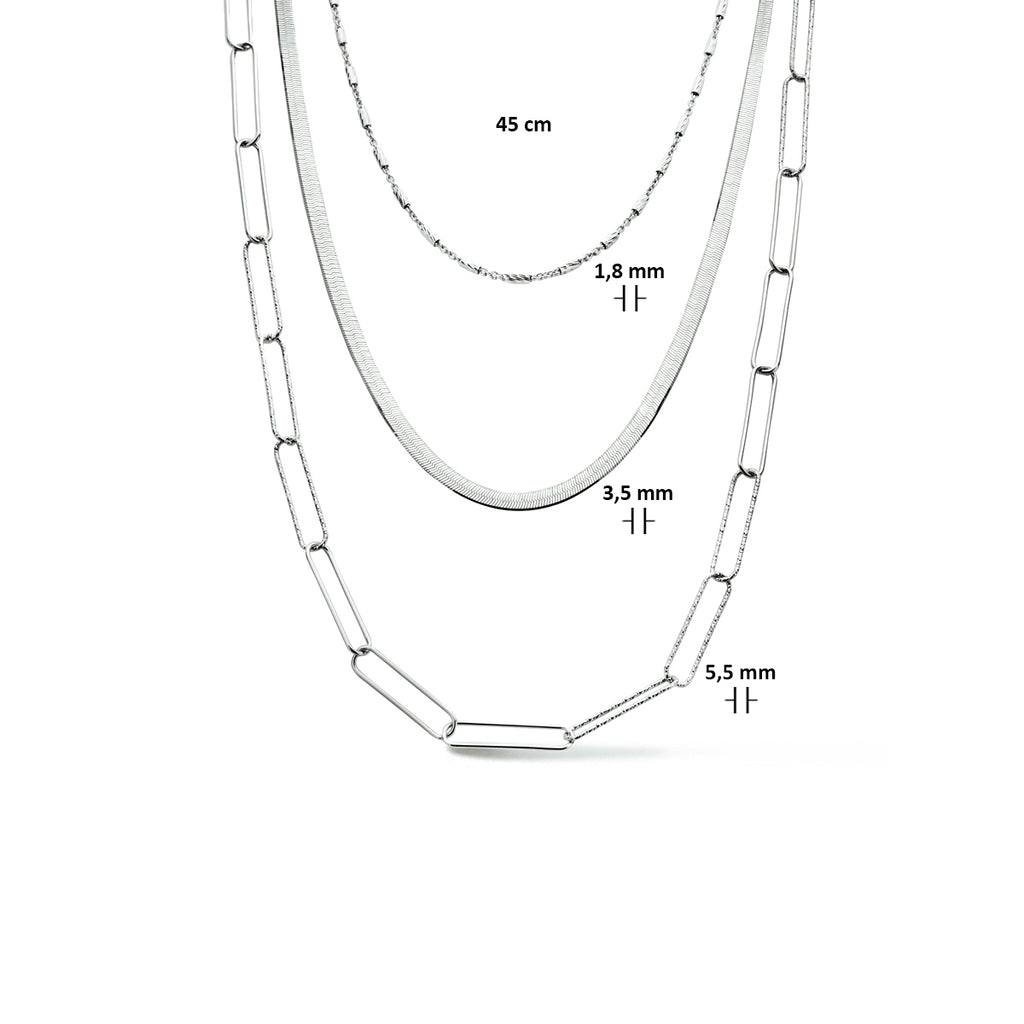 Multi-collier 5,5 mm 45 cm zilver gerhodineerd