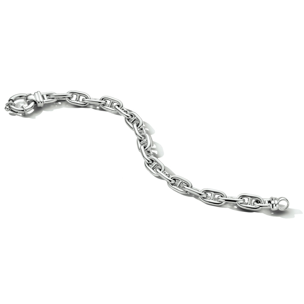 Armband marine 7,6 mm 19 cm met groot springslot zilver gerhodineerd