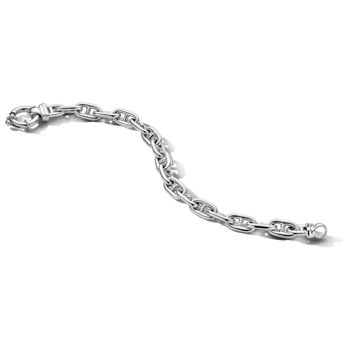 Armband marine 7,6 mm 19 cm met groot springslot zilver gerhodineerd