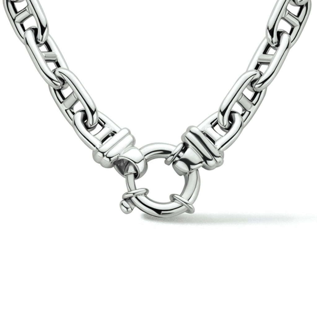 Collier marine 7,6 mm 45 cm met groot springslot zilver gerhodineerd