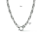 Collier marine 7,6 mm 45 cm met groot springslot zilver gerhodineerd