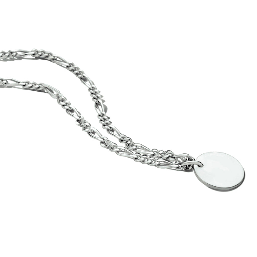 Graveercollier rondje 40 + 5 cm zilver gerhodineerd