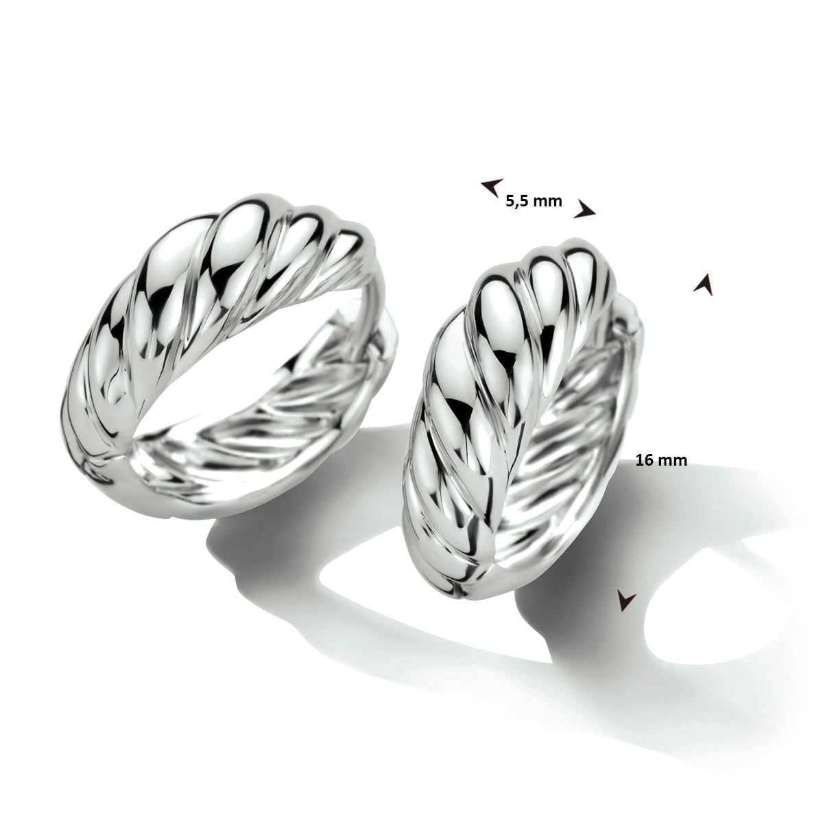 Klapoorringen zilver gerhodineerd