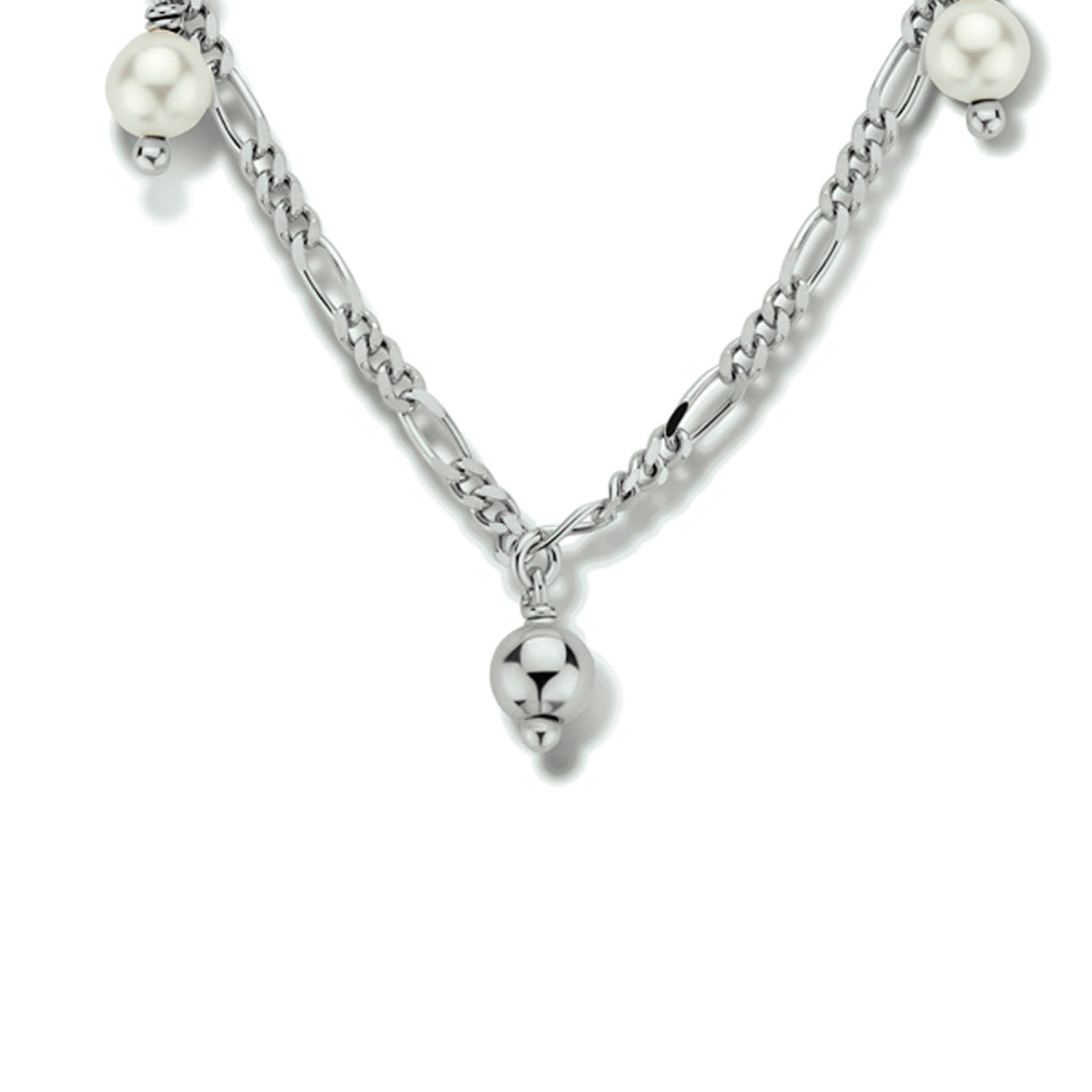 Collier parels 40 cm zilver gerhodineerd