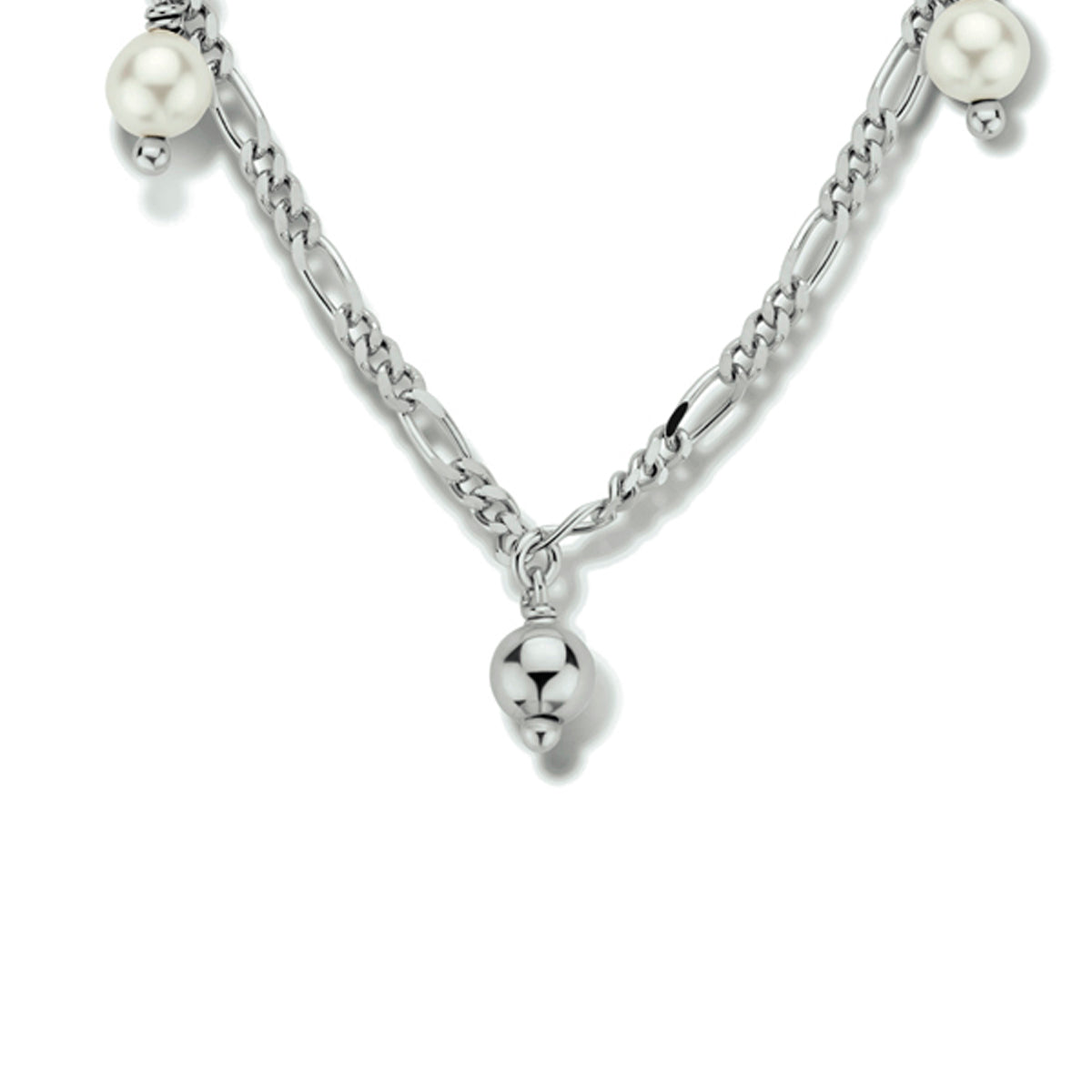 Collier parels 40 cm zilver gerhodineerd