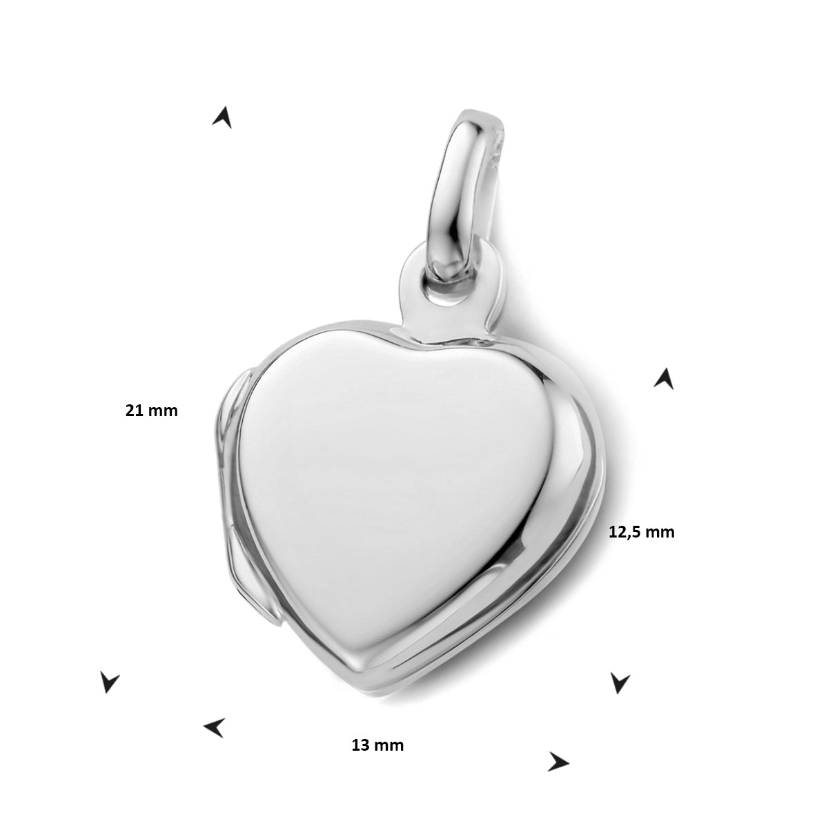 Medaillon hart zilver gerhodineerd