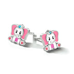 Oorknoppen olifant blauw zirkonia zilver gerhodineerd