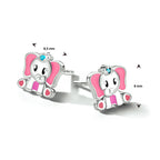 Oorknoppen olifant blauw zirkonia zilver gerhodineerd