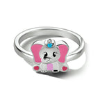 Ring olifant blauw zirkonia zilver gerhodineerd