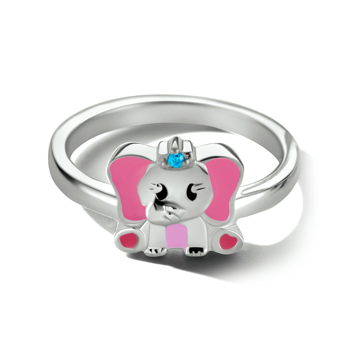 Ring olifant blauw zirkonia zilver gerhodineerd