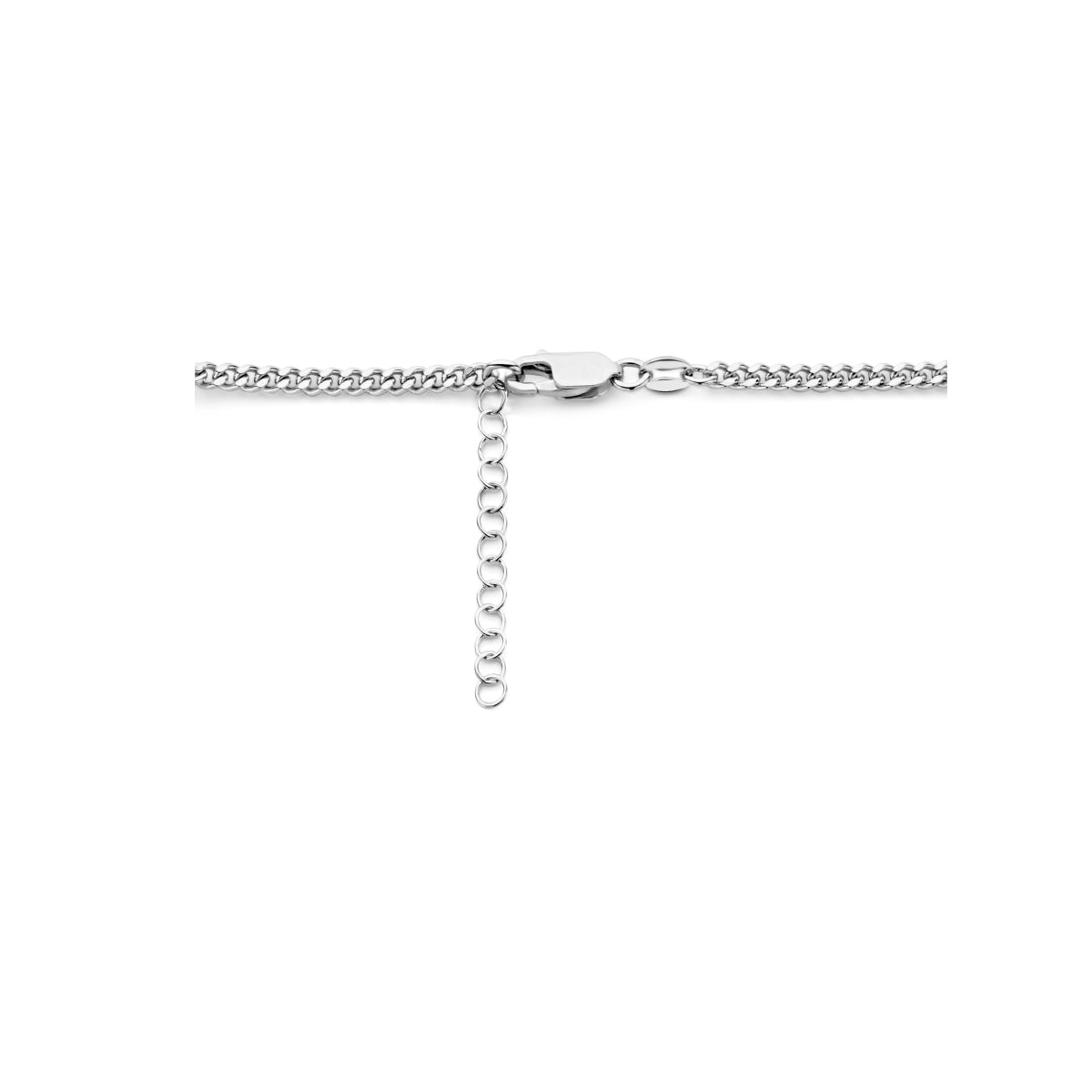 Collier gourmette 4-zijdes geslepen en paperclip 3,5 mm 42 + 3 cm zilver gerhodineerd
