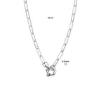 Collier paperclip platte buis 3,8 mm 42 cm met groot springslot zilver gerhodineerd