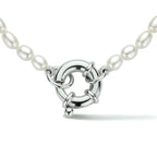 Collier parel 3,8 mm 41 cm met groot springslot zilver gerhodineerd