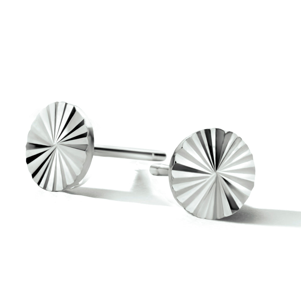 Oorknoppen rondje gediamanteerd zilver gerhodineerd