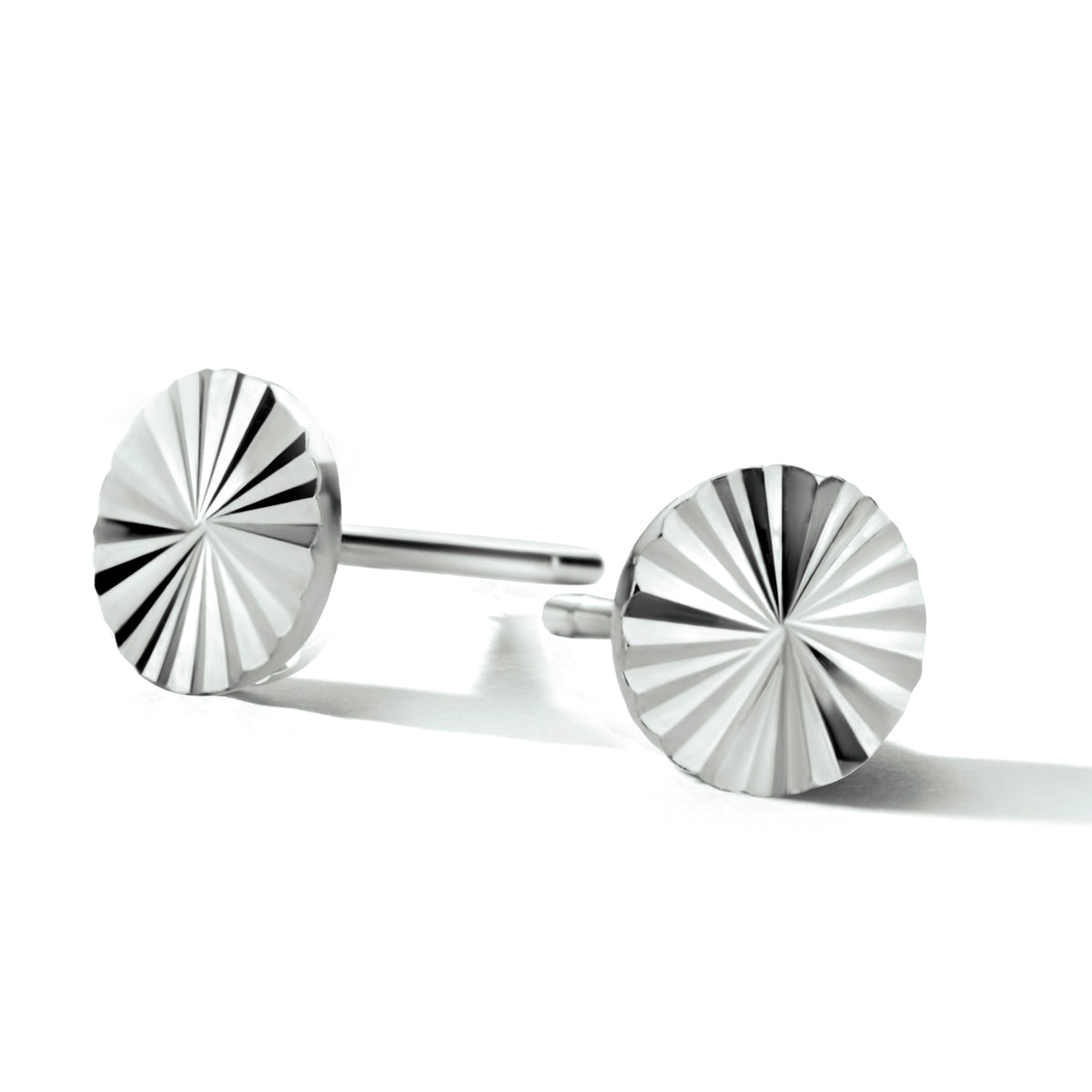 Oorknoppen rondje gediamanteerd zilver gerhodineerd