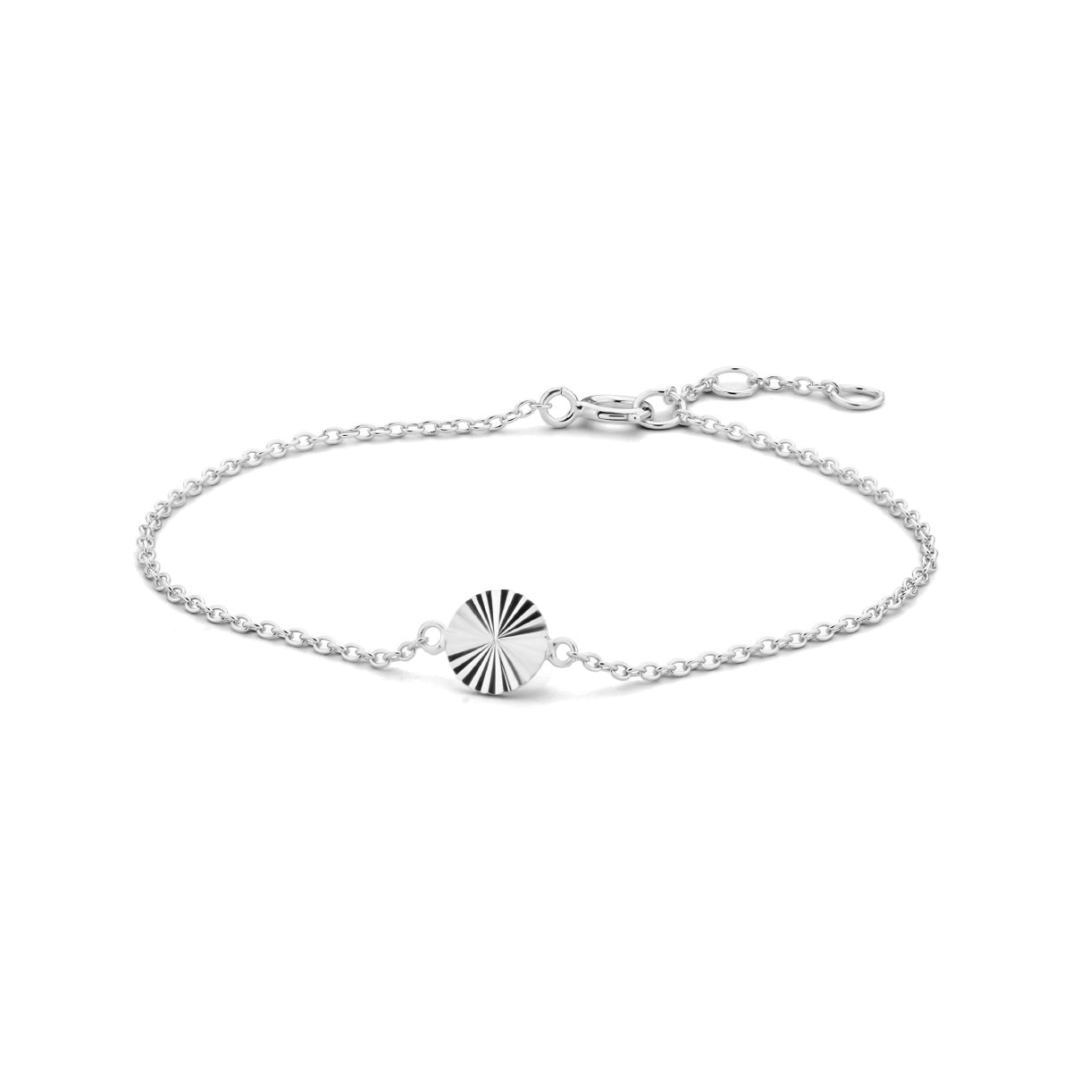 Armband rondje gediamanteerd 16,5 - 17,5 - 18,5 cm zilver gerhodineerd