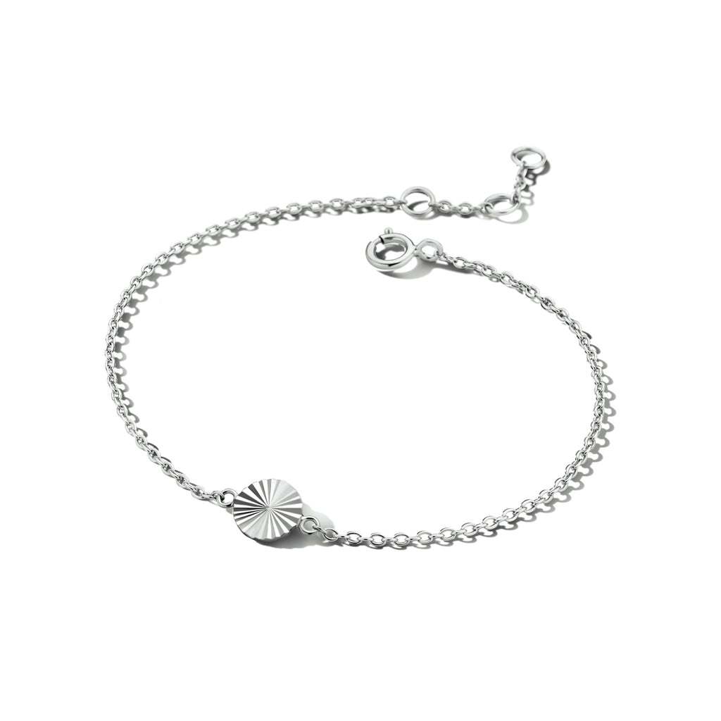 Armband rondje gediamanteerd 16,5 - 17,5 - 18,5 cm zilver gerhodineerd