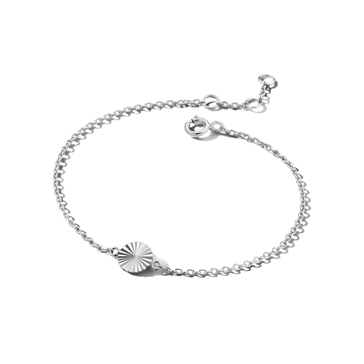 Armband rondje gediamanteerd 16,5 - 17,5 - 18,5 cm zilver gerhodineerd