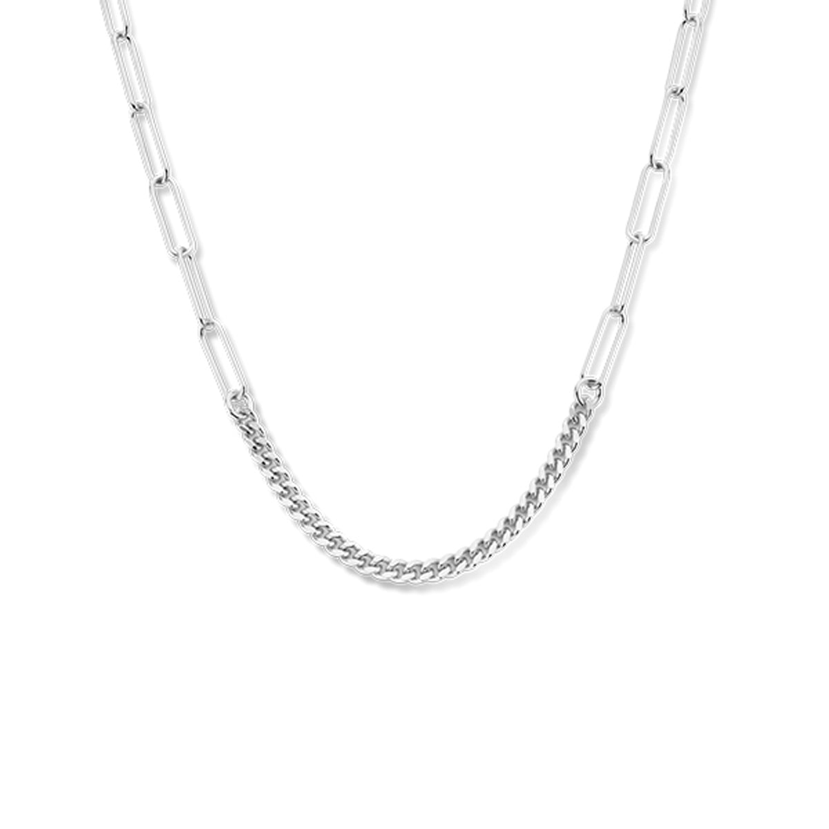 Collier gourmette en paperclip 3,5 mm 81 cm zilver gerhodineerd
