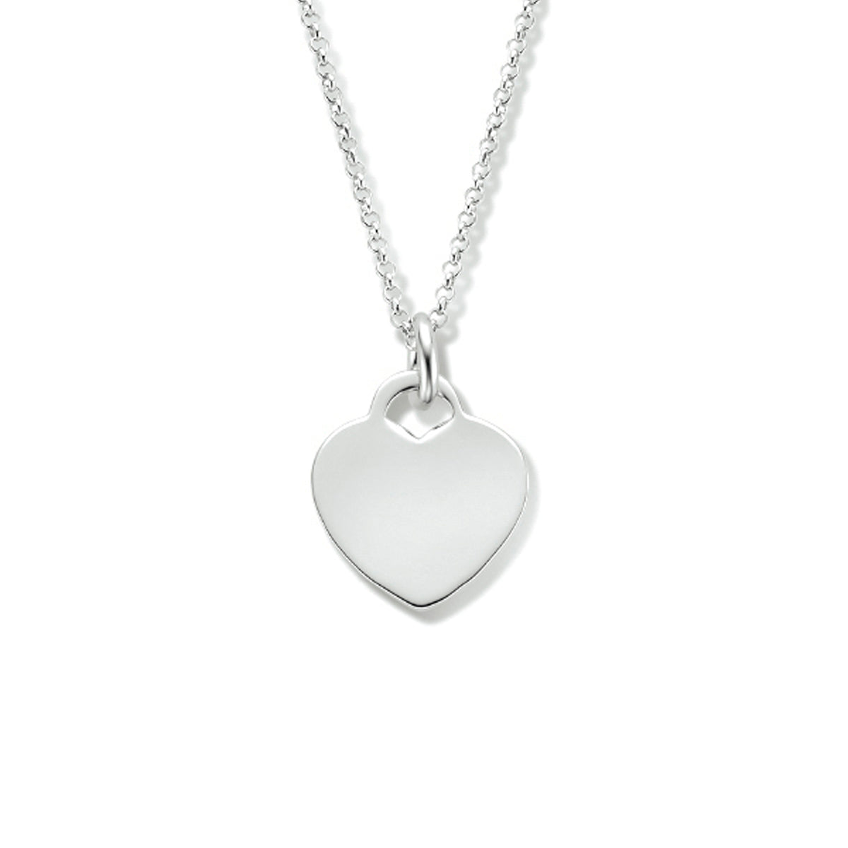 Graveercollier hart 40 + 4 cm zilver gerhodineerd