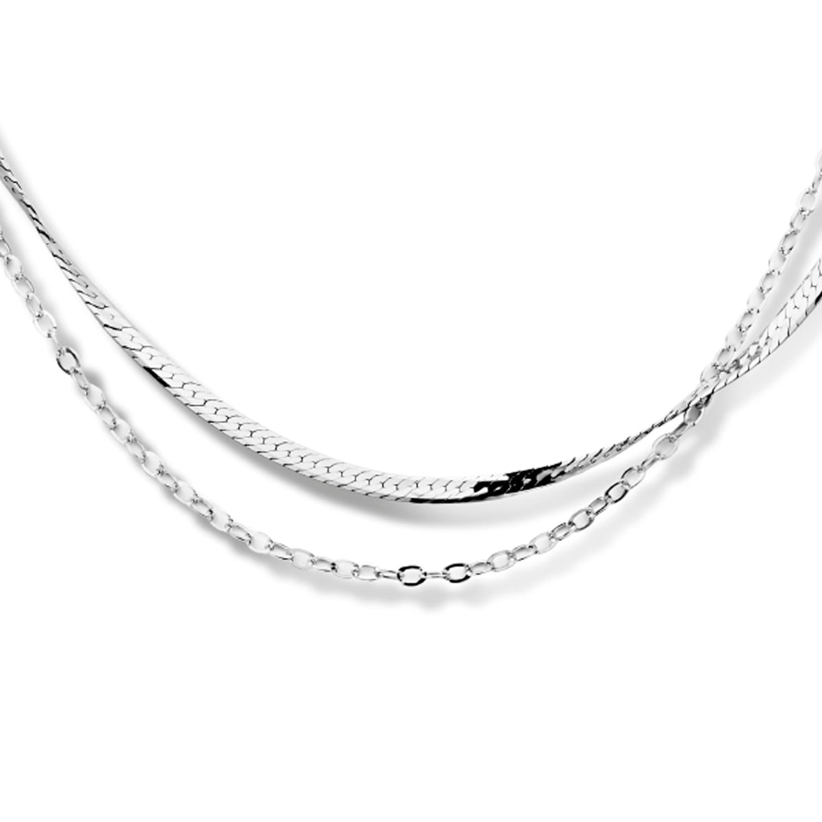 Multi-collier 2,0 mm 42 + 3 cm zilver gerhodineerd