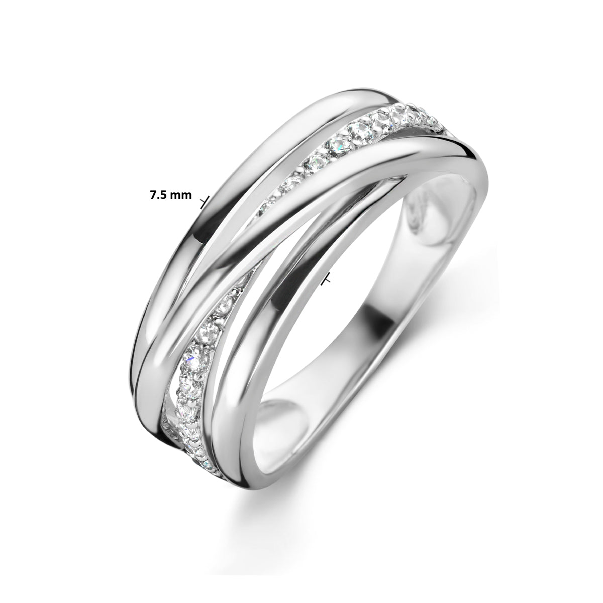 Ring zirkonia zilver gerhodineerd