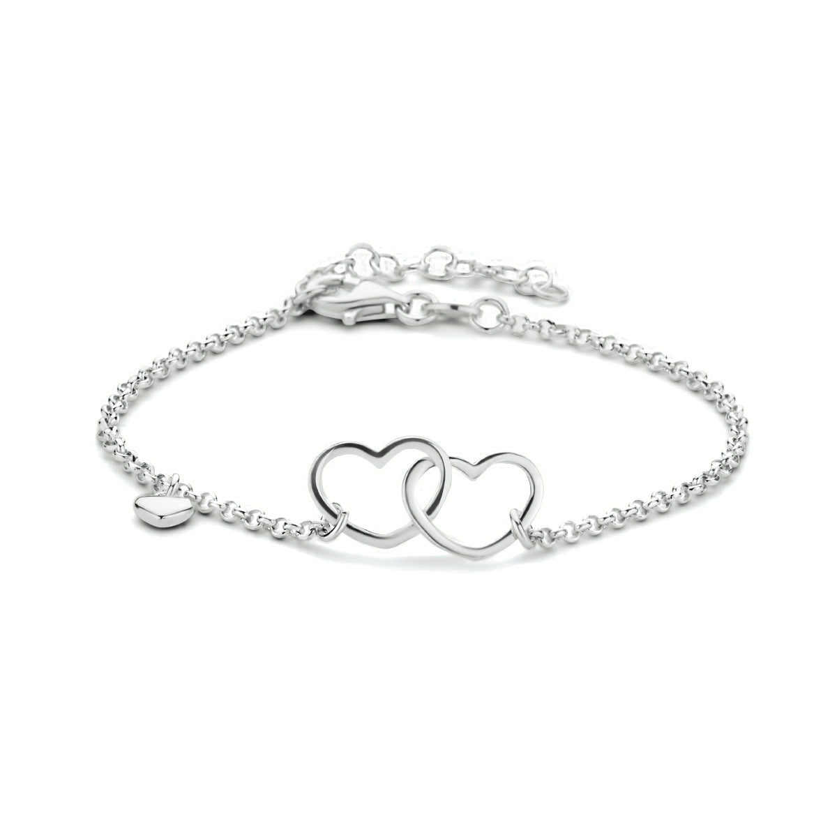 Armband hartjes 16 + 3 cm zilver gerhodineerd