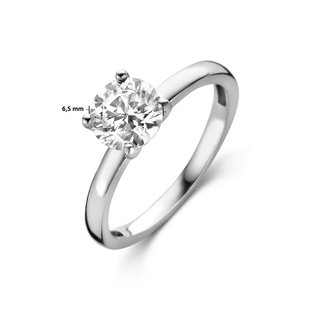 Ring zirkonia zilver gerhodineerd