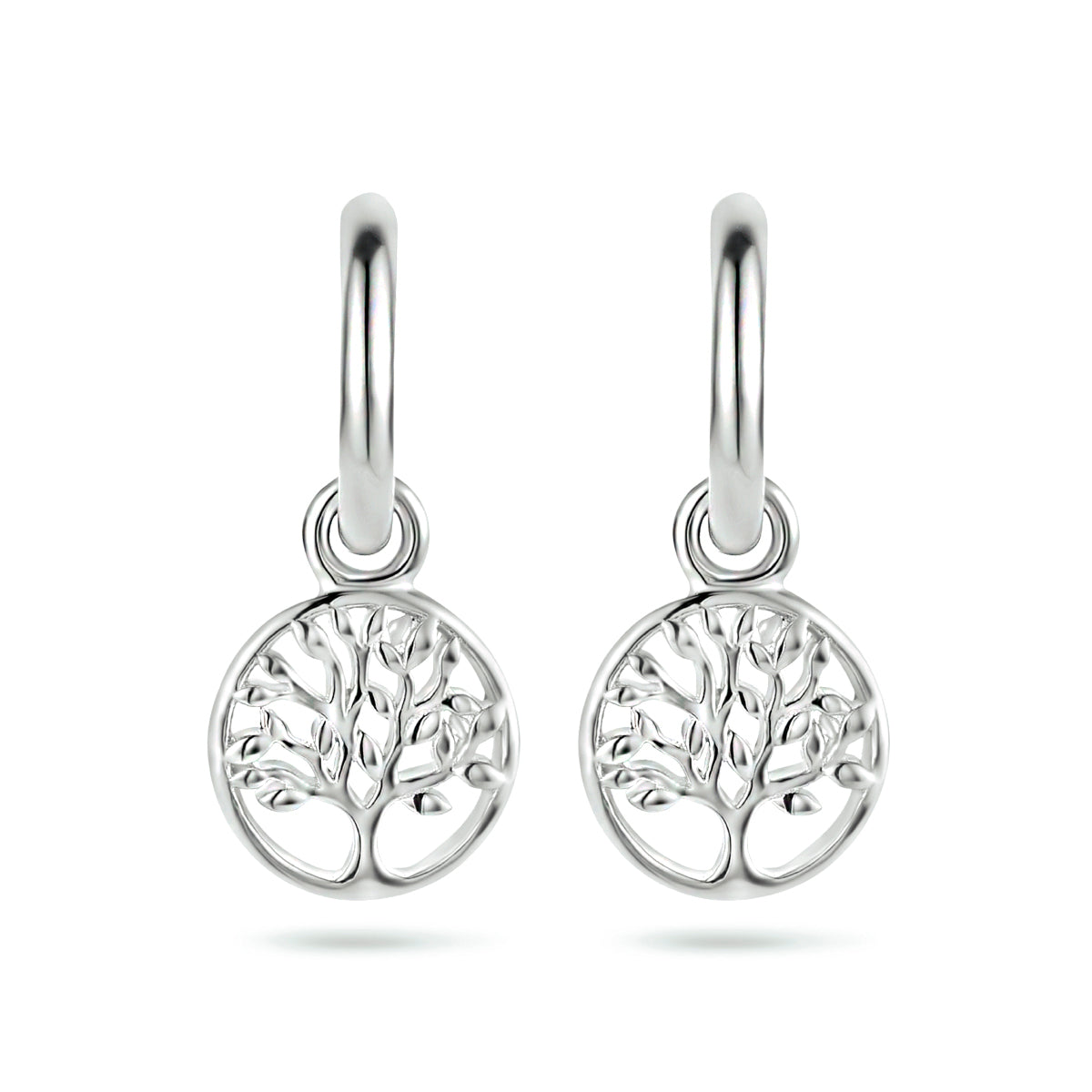 Klapoorringen levensboom zilver gerhodineerd