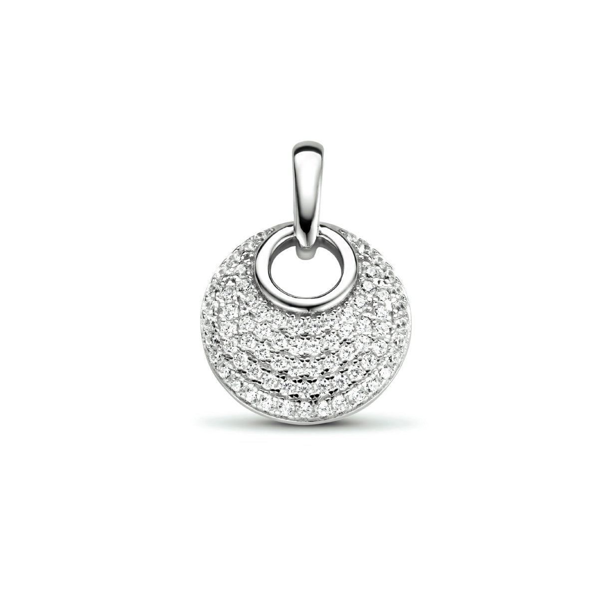 Hanger rondje zirkonia zilver gerhodineerd