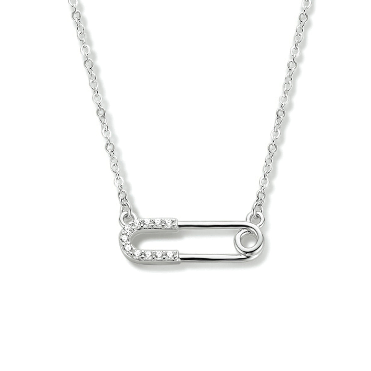 Collier speld zirkonia 41 + 4 cm zilver gerhodineerd