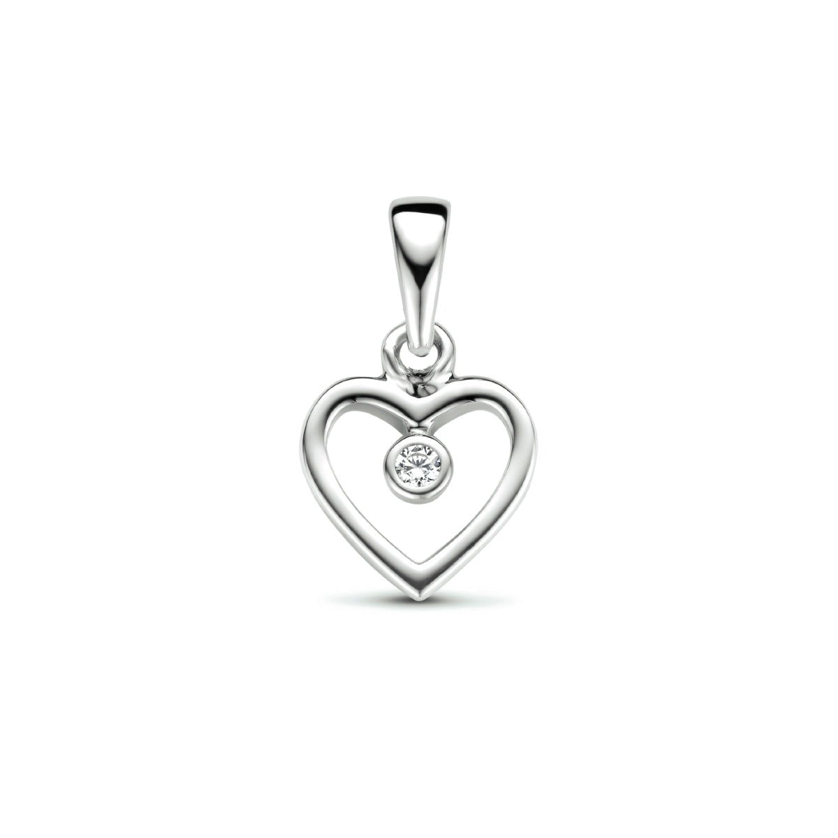 Hanger hart zirkonia zilver gerhodineerd