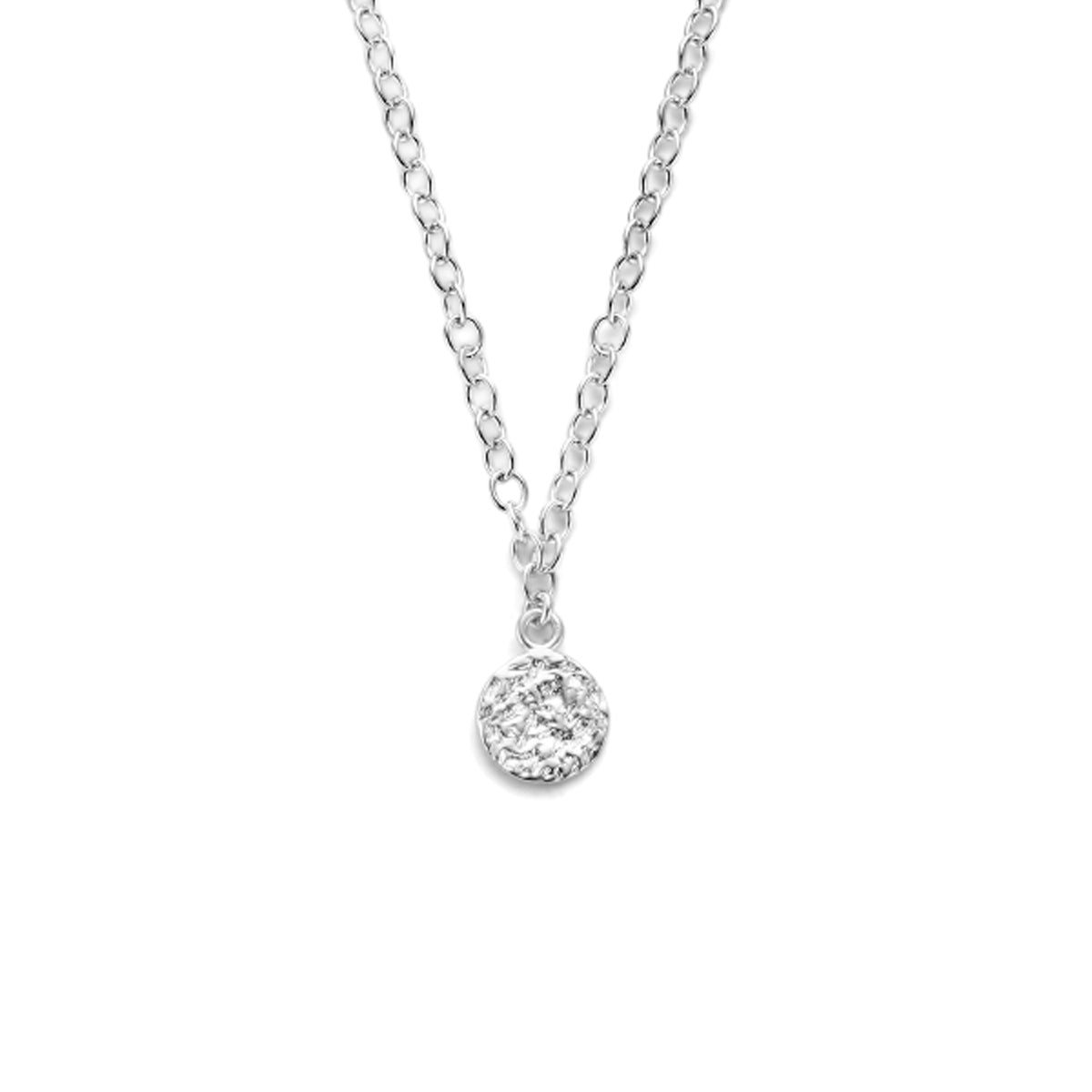 Collier rondjes gediamanteerd 41 + 4 cm zilver gerhodineerd