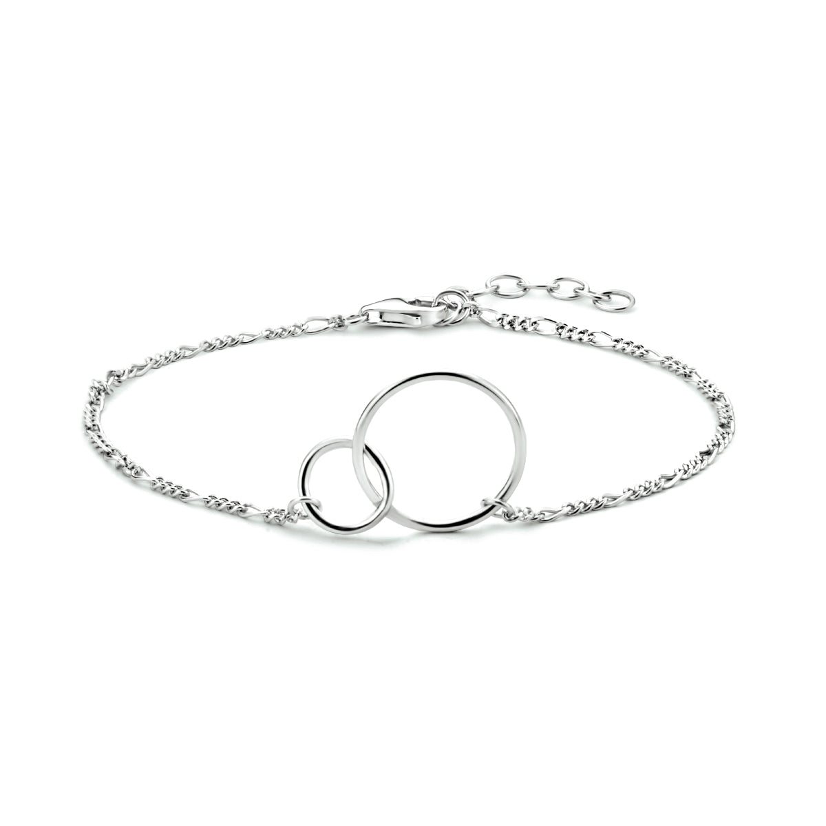 Armband rondjes 16 + 2,5 cm zilver gerhodineerd