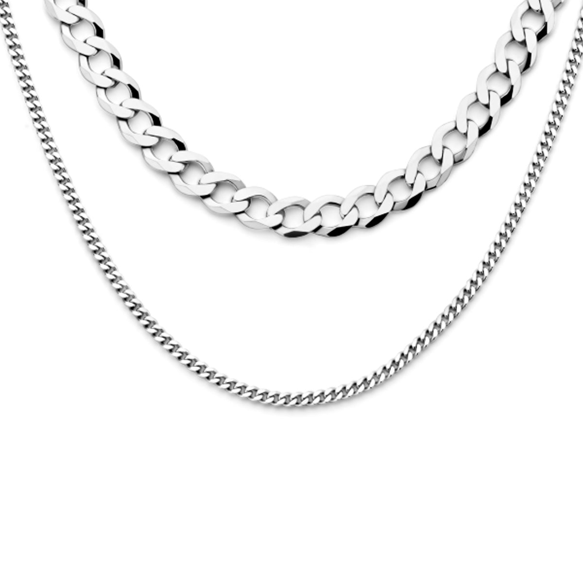 Multi-collier gourmette 7,0 mm 50 cm zilver gerhodineerd