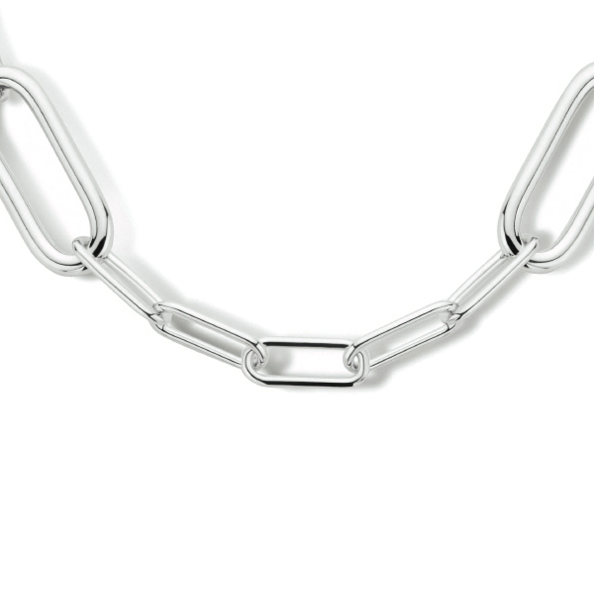 Collier paperclip ronde buis 11mm 45 cm met groot springslot zilver gerhodineerd