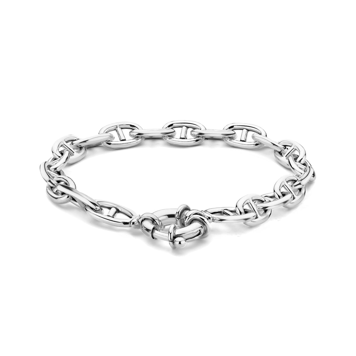 Armband marine 7,1 mm 19 cm met groot springslot zilver gerhodineerd