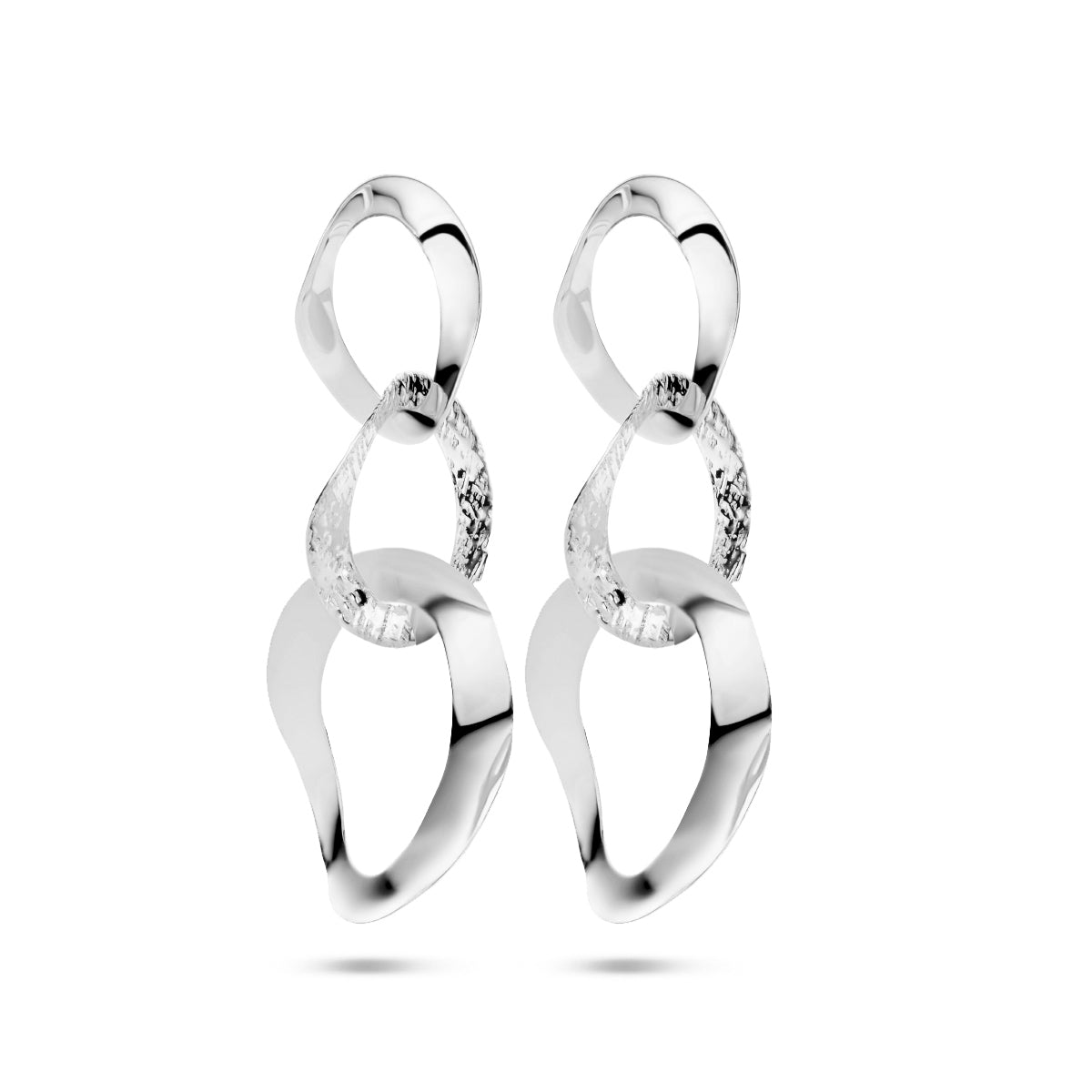 Oorhangers ovaaltjes poli/mat zilver gerhodineerd