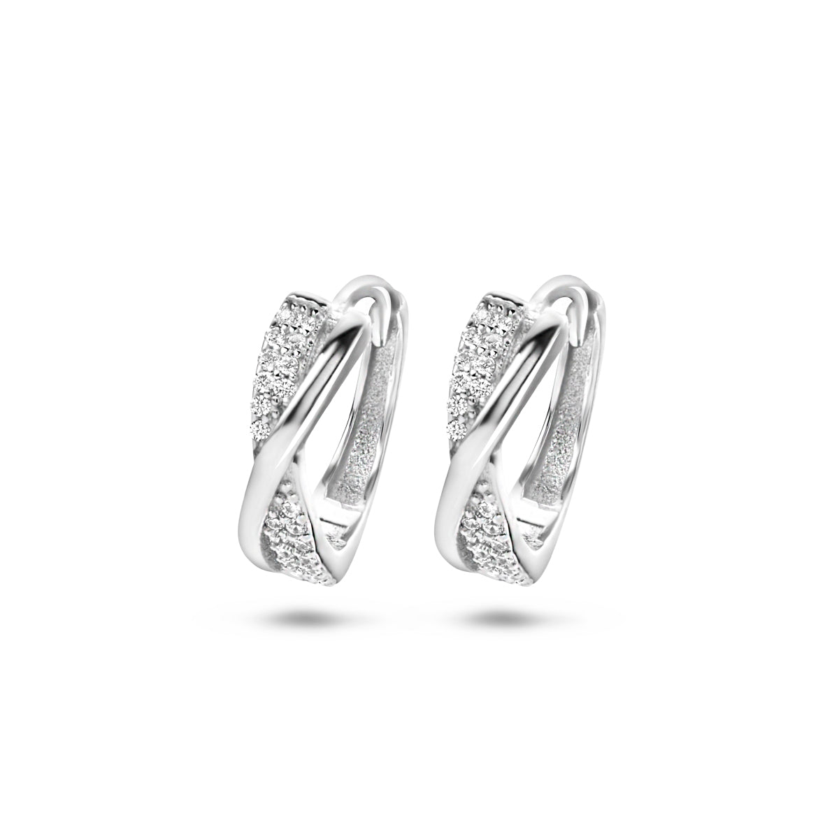 Klapoorringen zirkonia zilver gerhodineerd