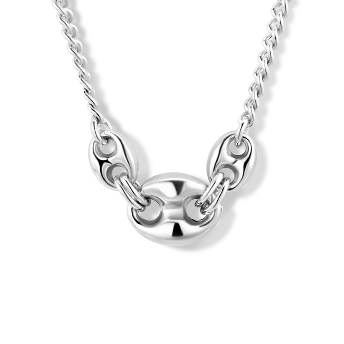 Collier 10,5 mm 42 + 3 cm zilver gerhodineerd