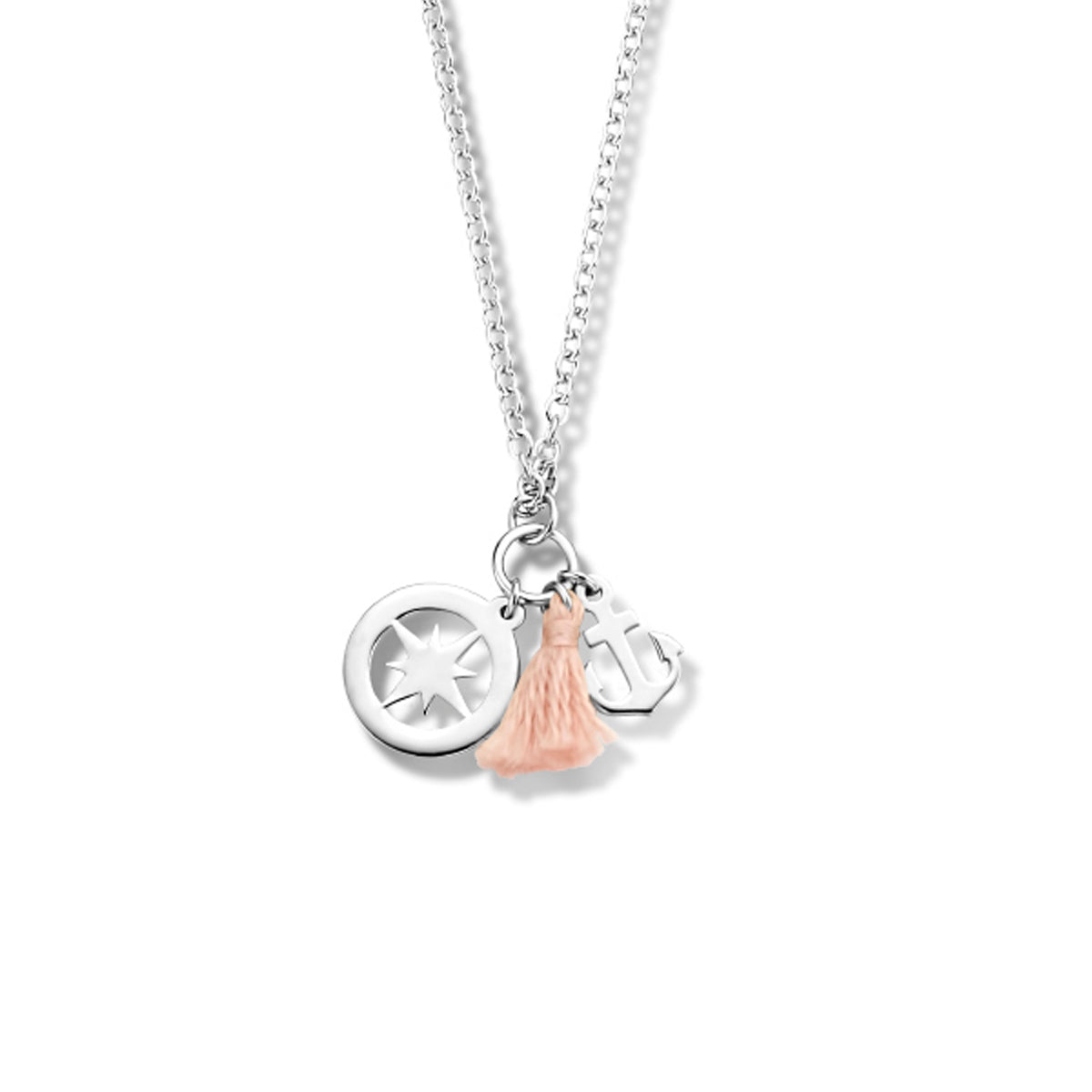 Collier ster, kwast en anker 42 + 3 cm zilver gerhodineerd