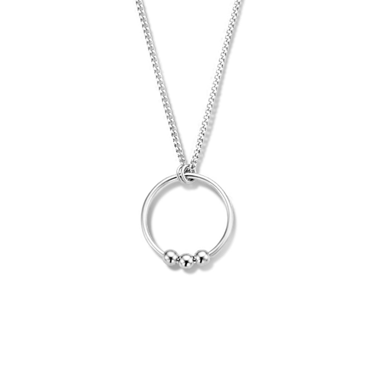 Collier rondje 42 + 3 cm zilver gerhodineerd