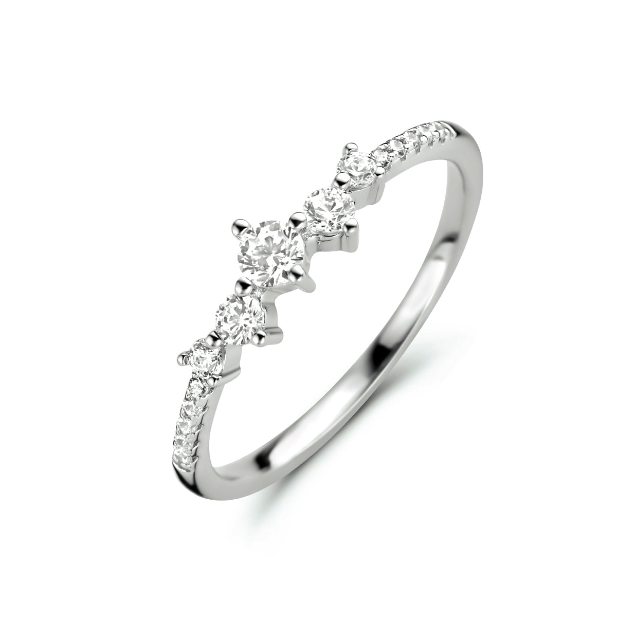 Ring zirkonia zilver gerhodineerd