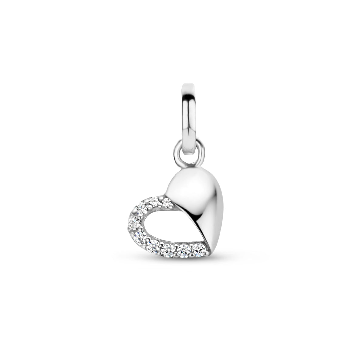 Hanger hart zirkonia zilver gerhodineerd