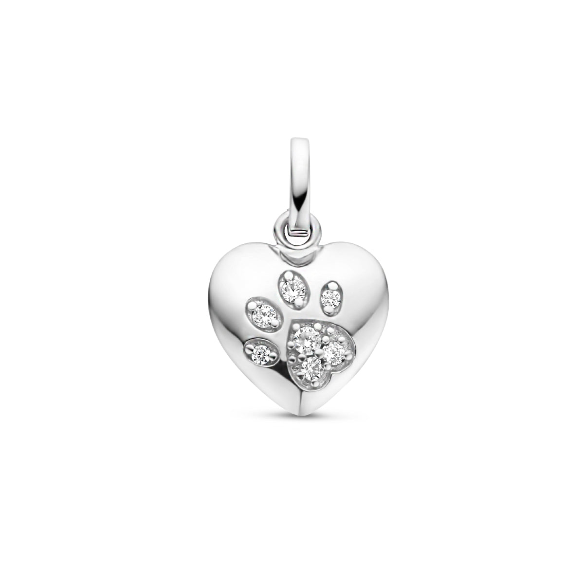 Hanger hart en hondenpoot zirkonia zilver gerhodineerd