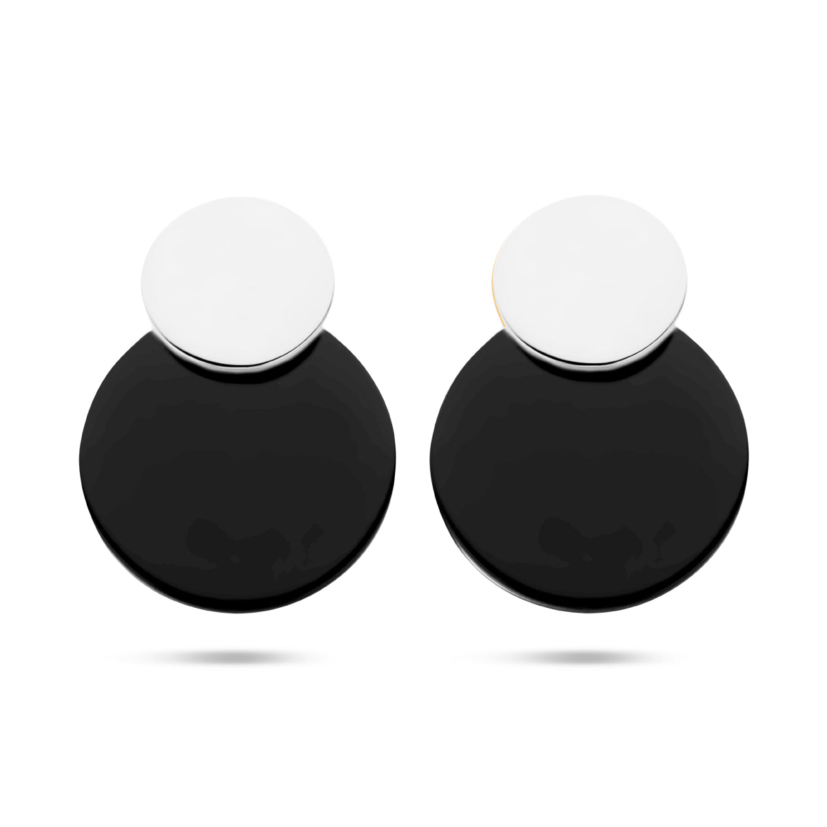 Oorhangers rondjes onyx zilver gerhodineerd