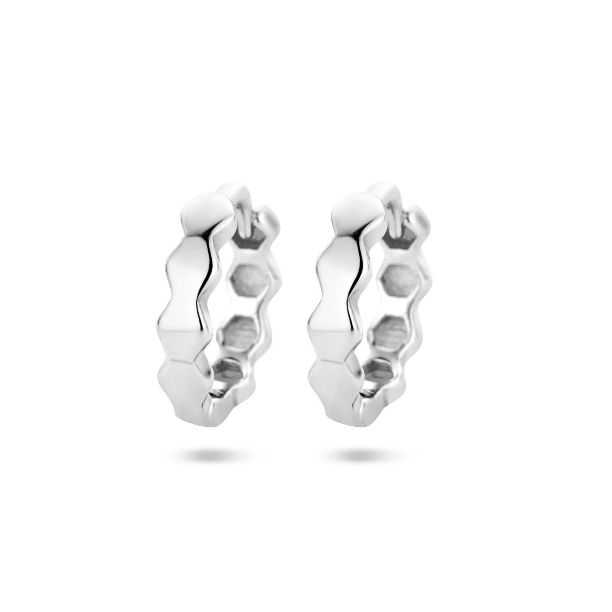 Klapoorringen zeshoek zilver gerhodineerd