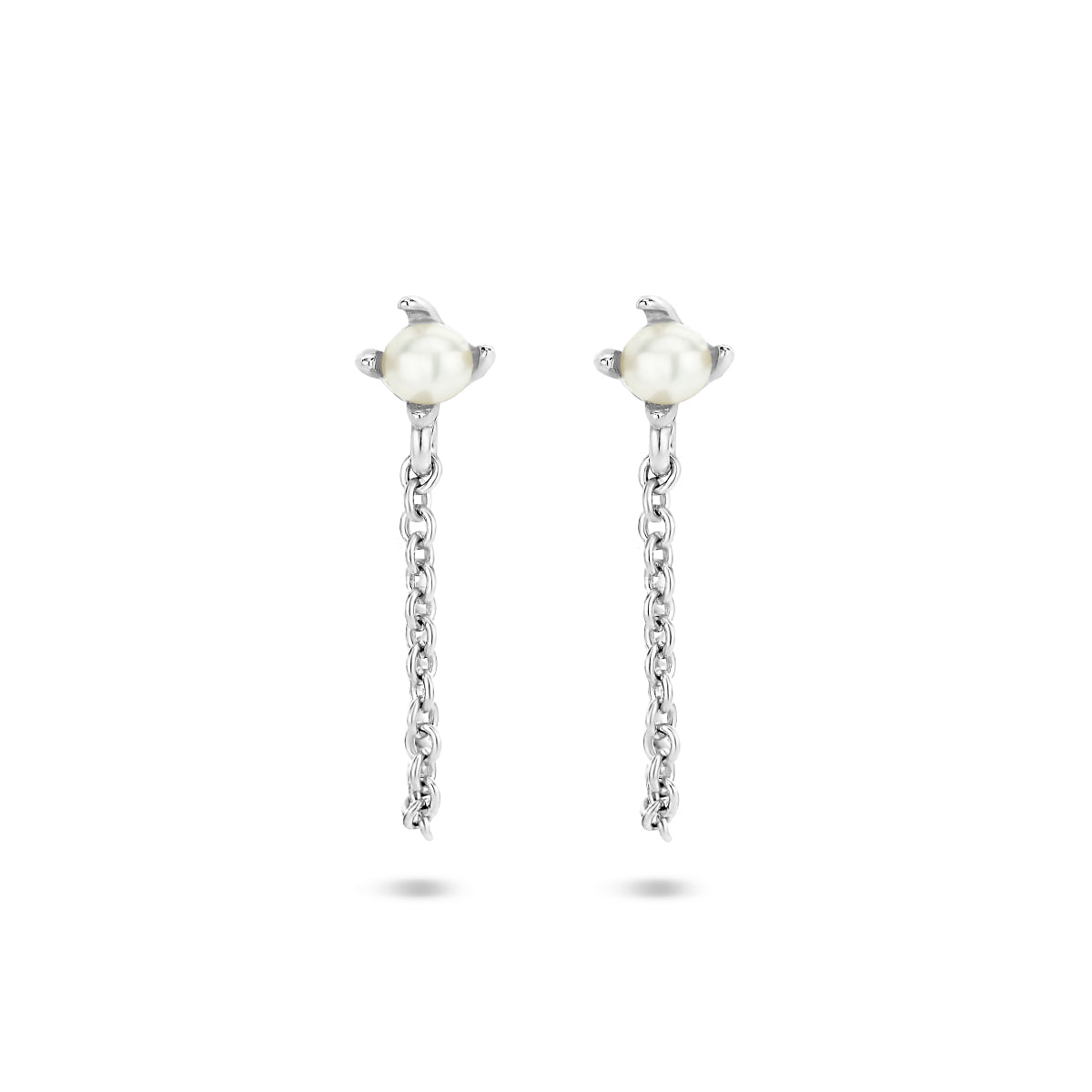 Oorhangers parel zilver gerhodineerd