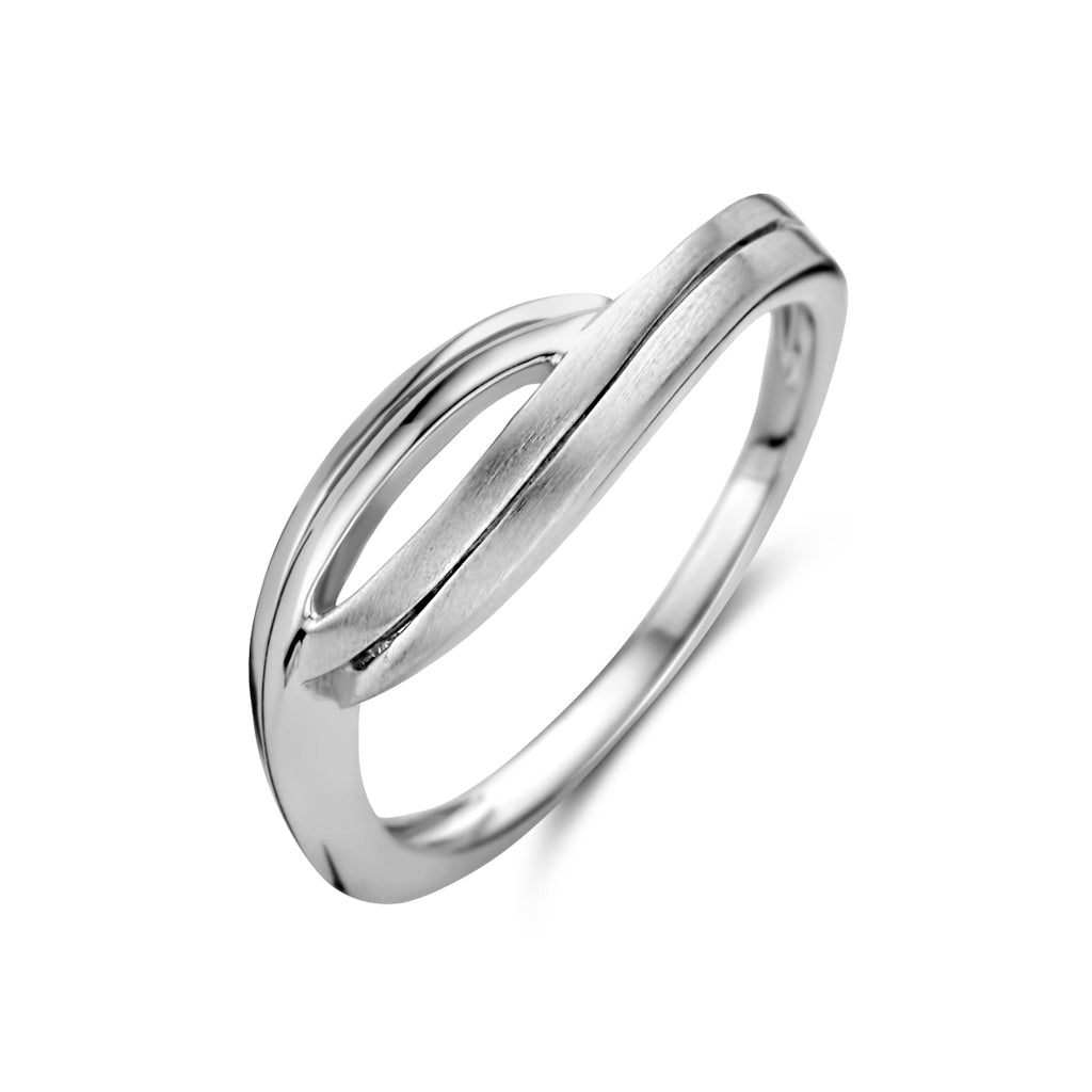 Ring poli/mat zilver gerhodineerd